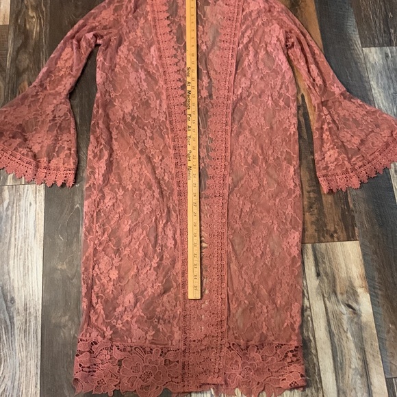 Long Lace Dusty Rose Kimono - Picture 3 of 8